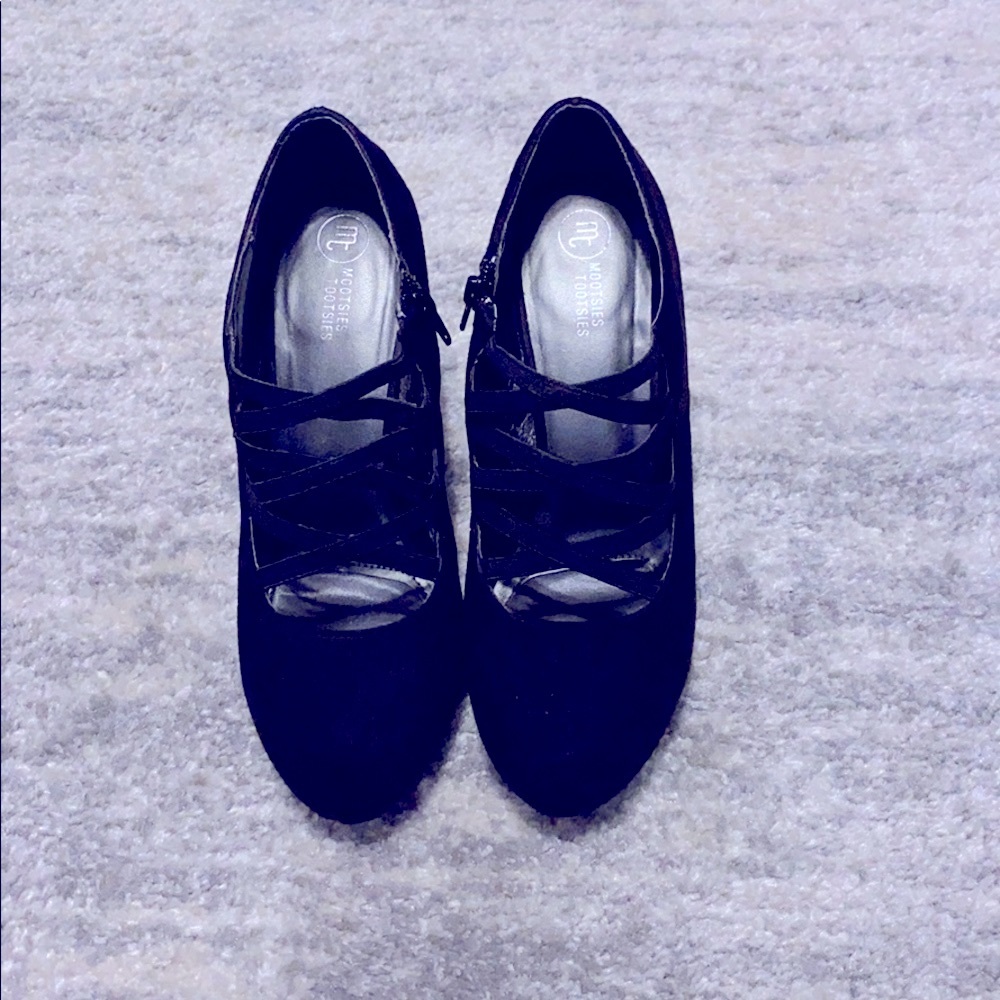 Black Suede Crisscross Booties